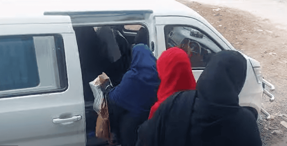 Christian girls in Pakistan travel from a CFI-sponsored center in a van for safety.