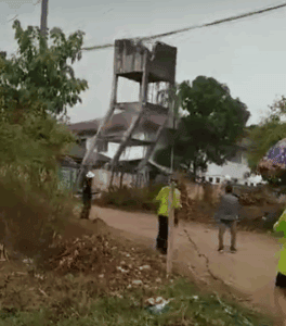Water Tower falling